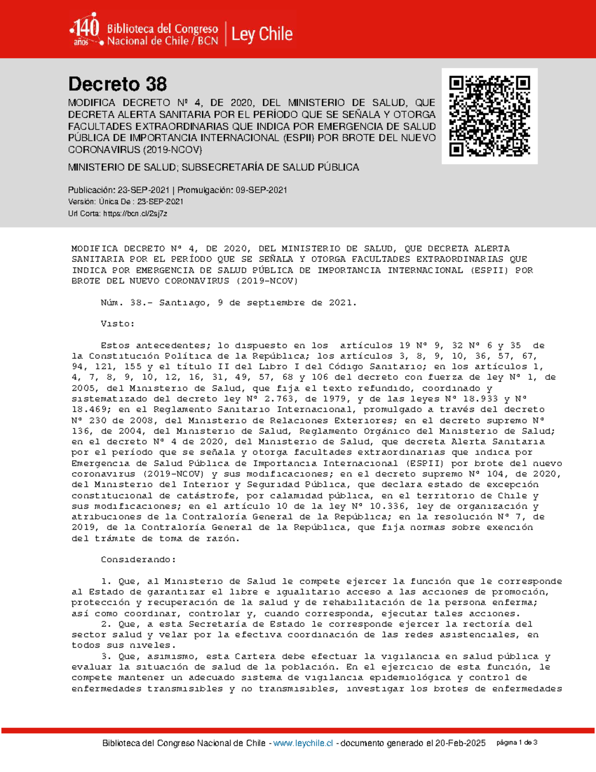 Decreto-38 23-SEP-2021 - Decreto 38, SALUD (2021) Biblioteca del ...
