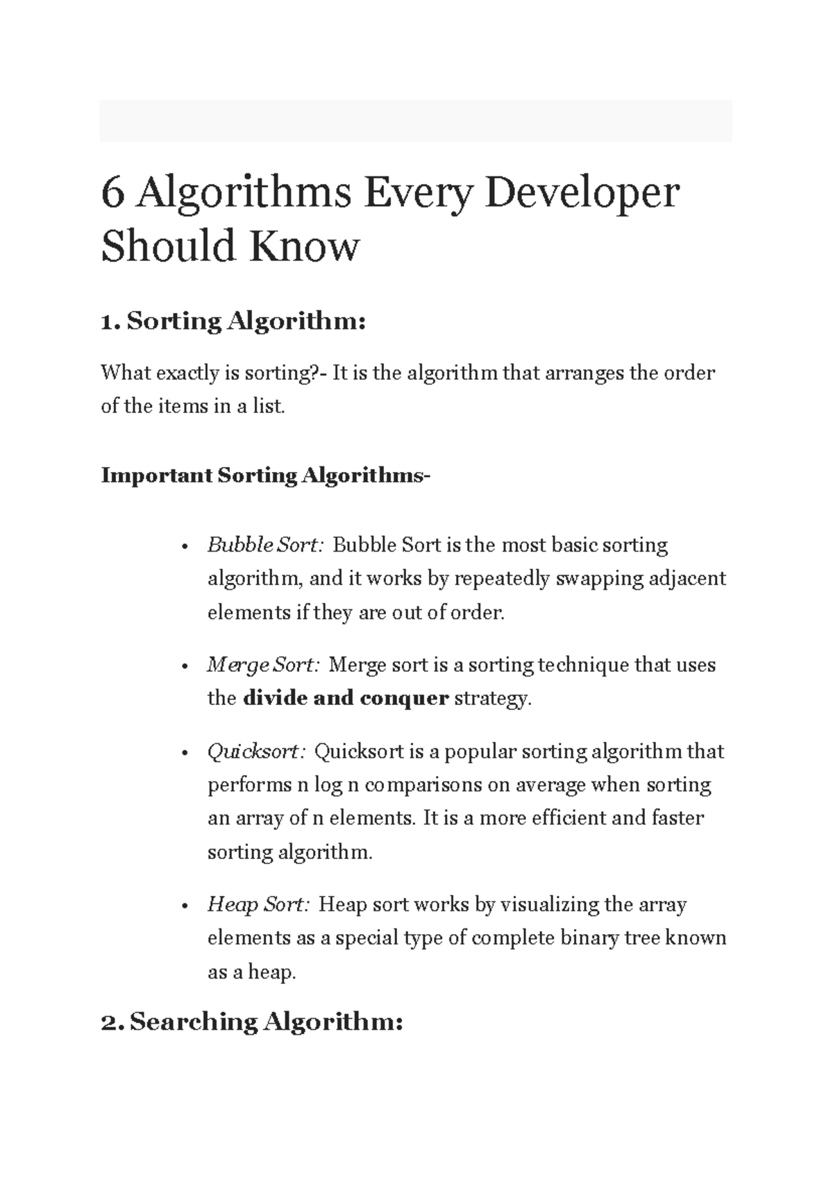 6 Essential Algorithms Every Developer Should Master - Studocu