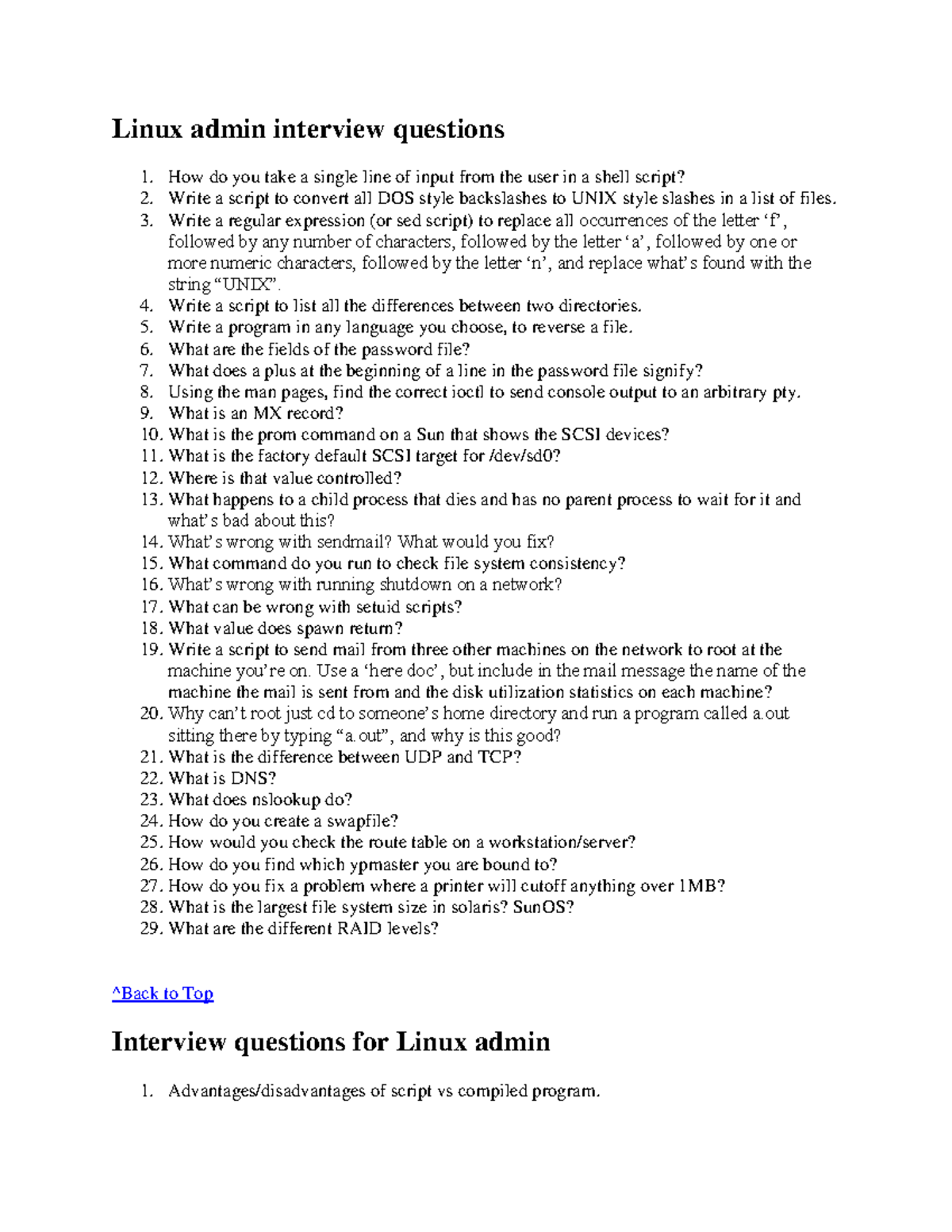 Linux Admin Interview Questions and Answers: Comprehensive Guide - Studocu