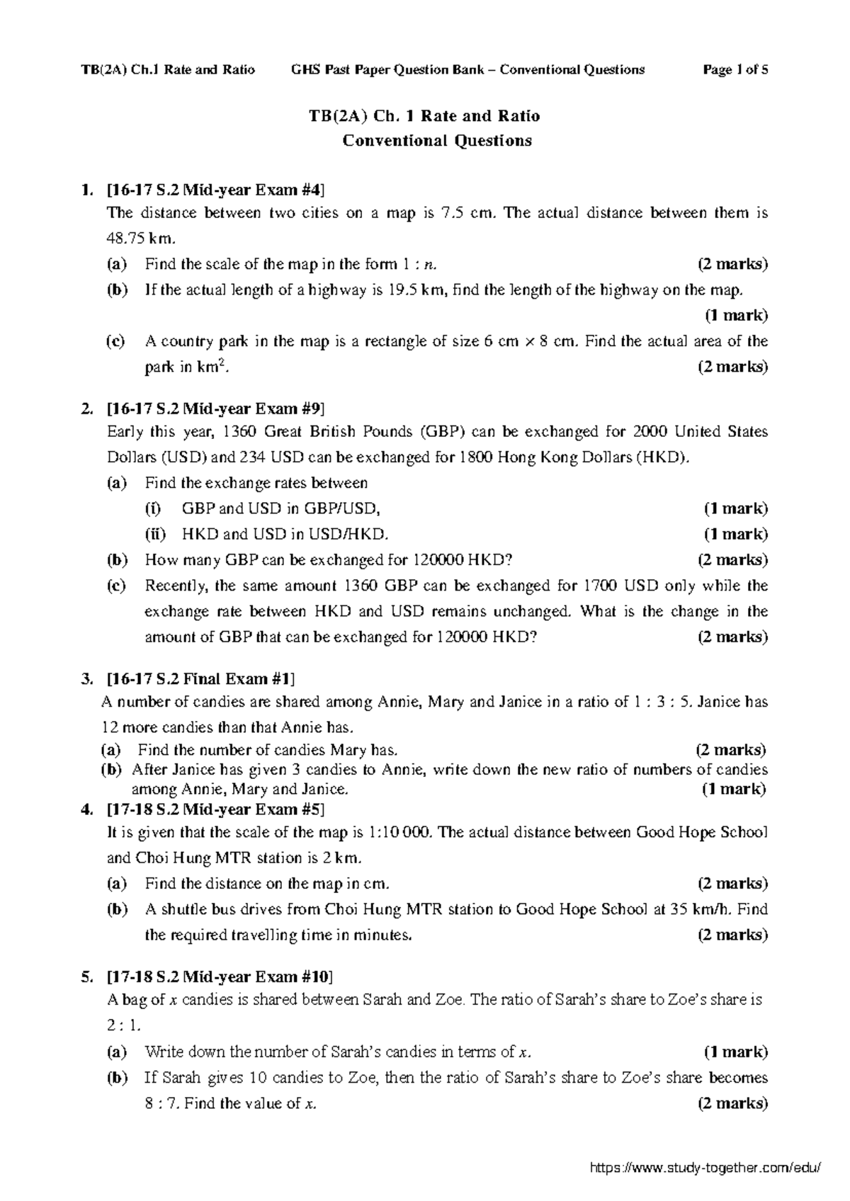 Good-Hope-School 16-21-1B-Ch: Percentages & Multiple Choice Qs - Studocu