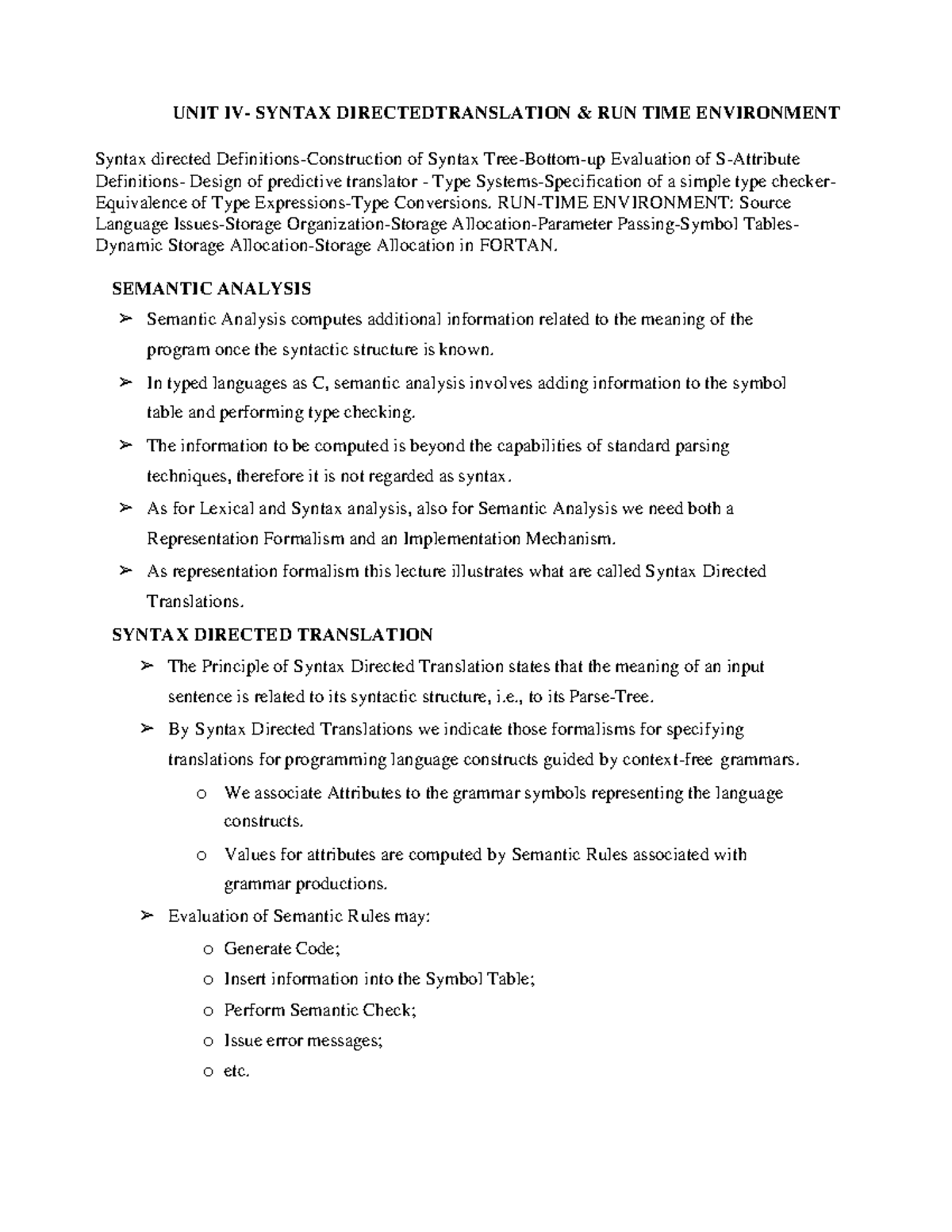 Unit-3 & 4: Semantic Analysis and Intermediate Code Generation - Studocu