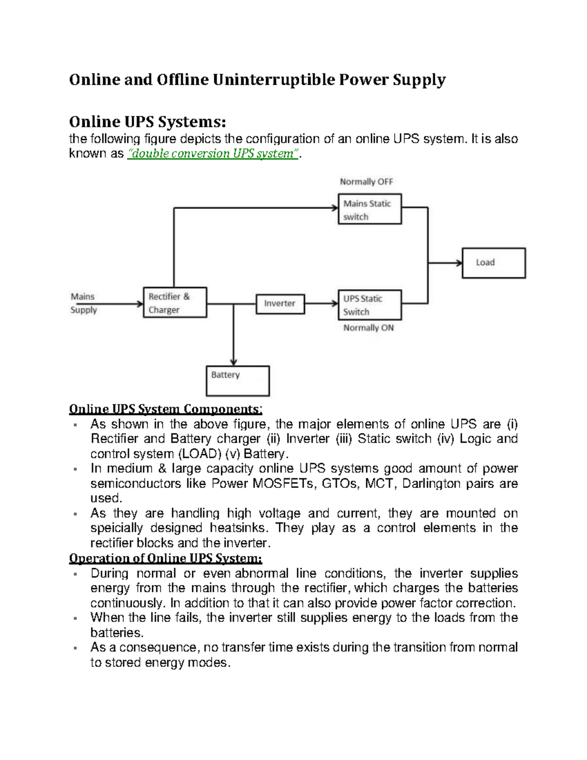 PE34-1-17 - Online vs Offline UPS Systems Overview in Module 3 - Studocu