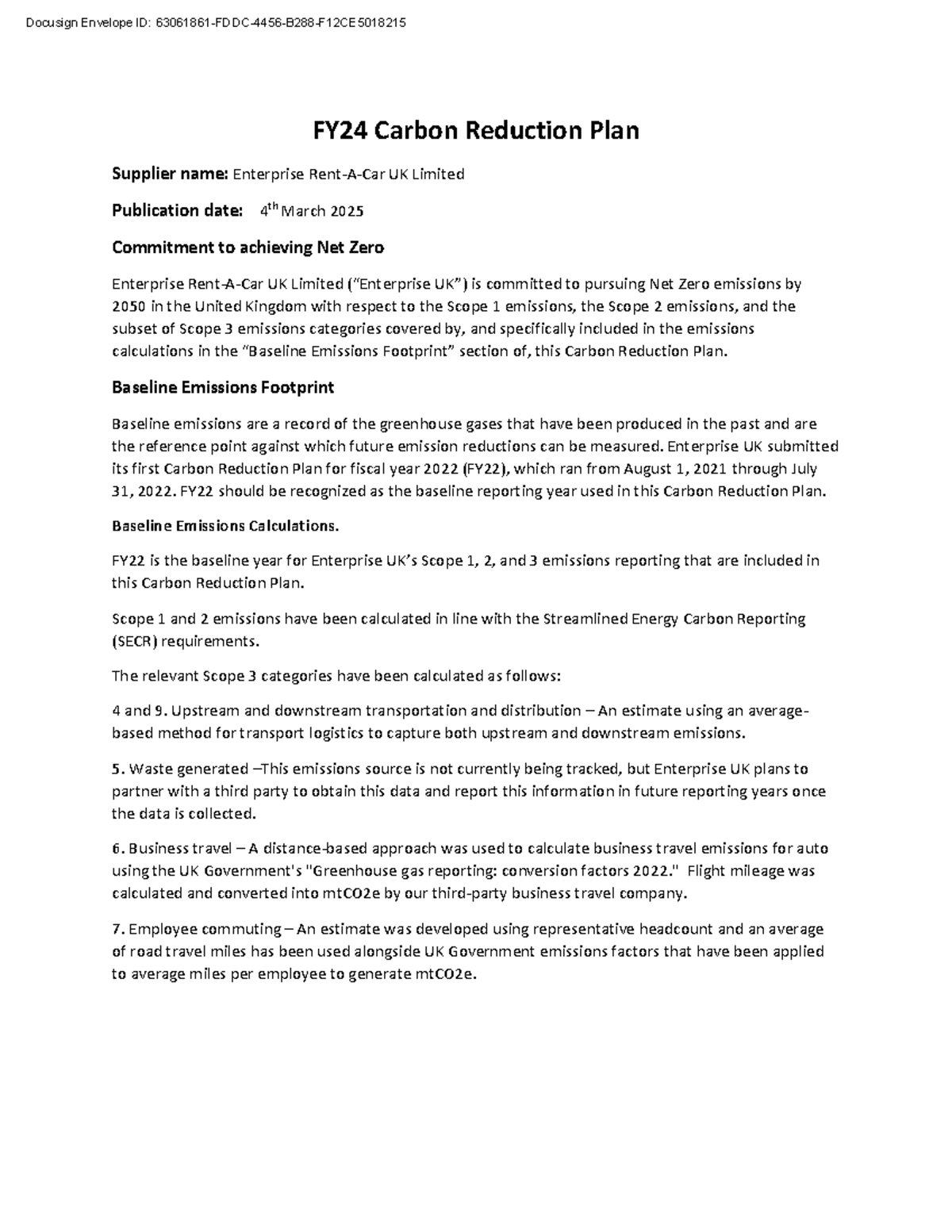 Enterprise UK Limited Carbon Reduction Plan FY24 - Studocu