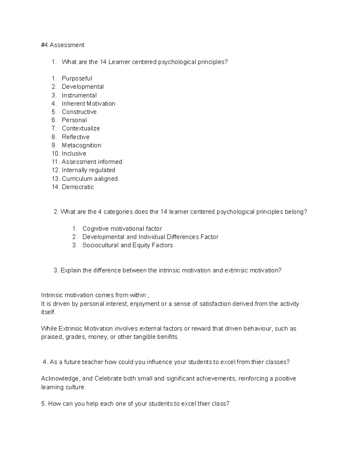 Assessment 1: Learner-Centered Psychological Principles Explained - Studocu