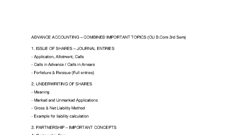 Advance Accounting Combined Notes - ADVANCE ACCOUNTING – COMBINED ...