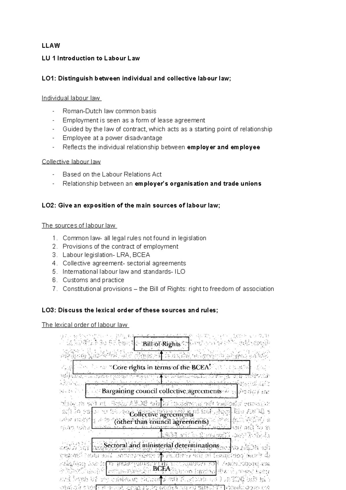 LLAW LU 1: Intro to Labour Law - Individual vs Collective Labour Notes ...