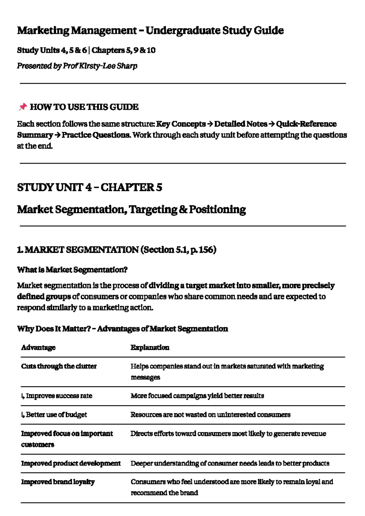 Marketing Management Study Guide: Units 4-6 (Chapters 5, 9, 10) - Studocu