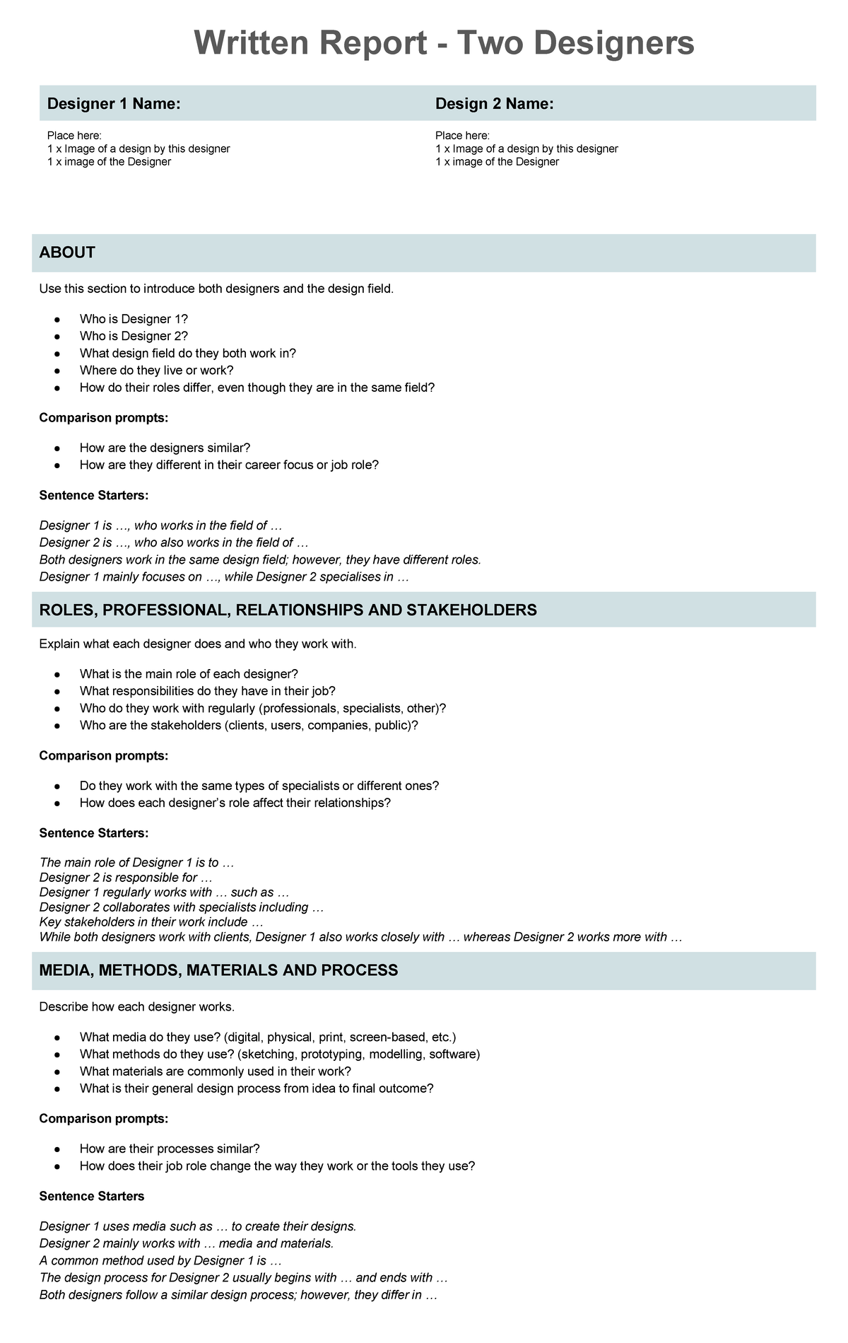 Written Report - Two Designers Comparison Template - Studocu