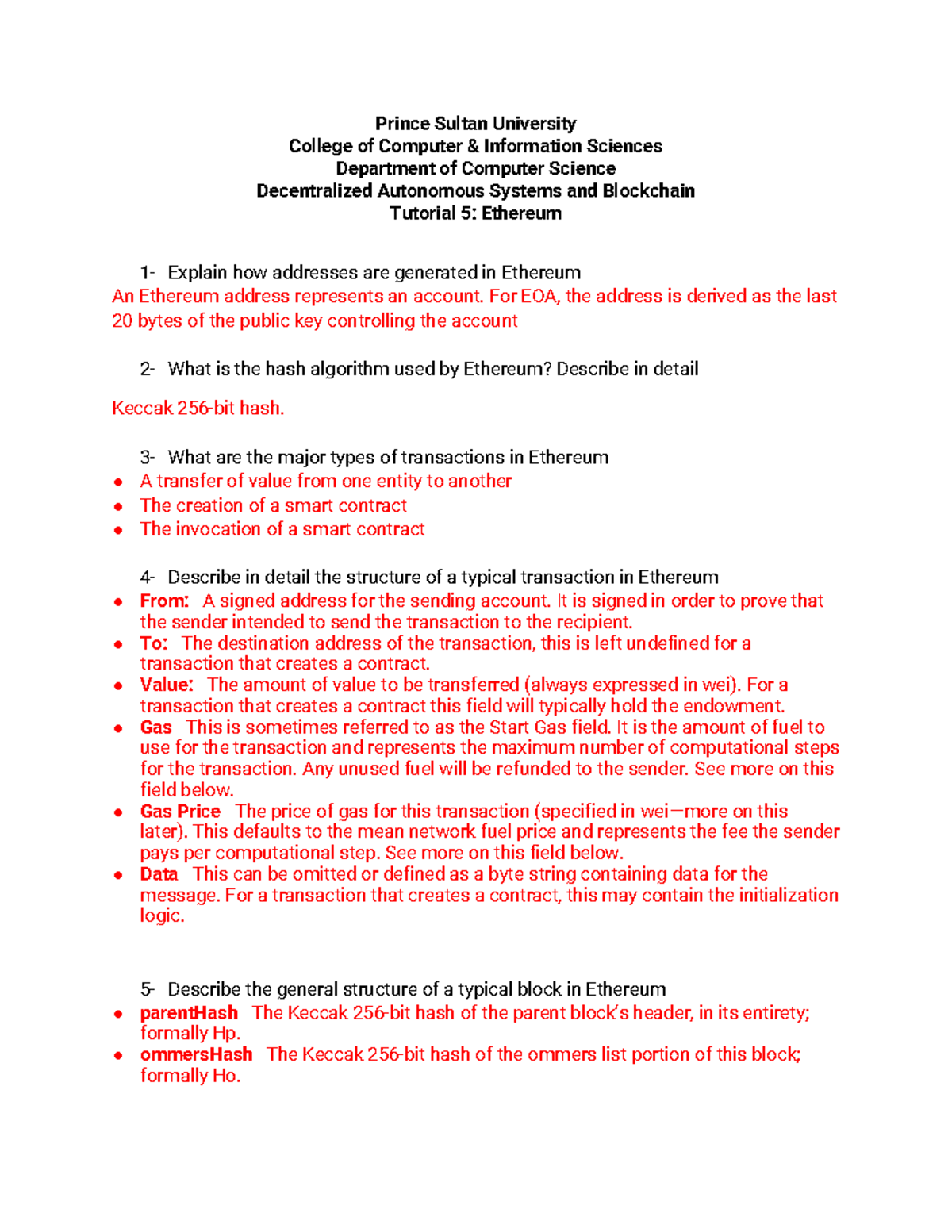 Tutorial 5: Understanding Ethereum Concepts & Mechanisms - Studocu