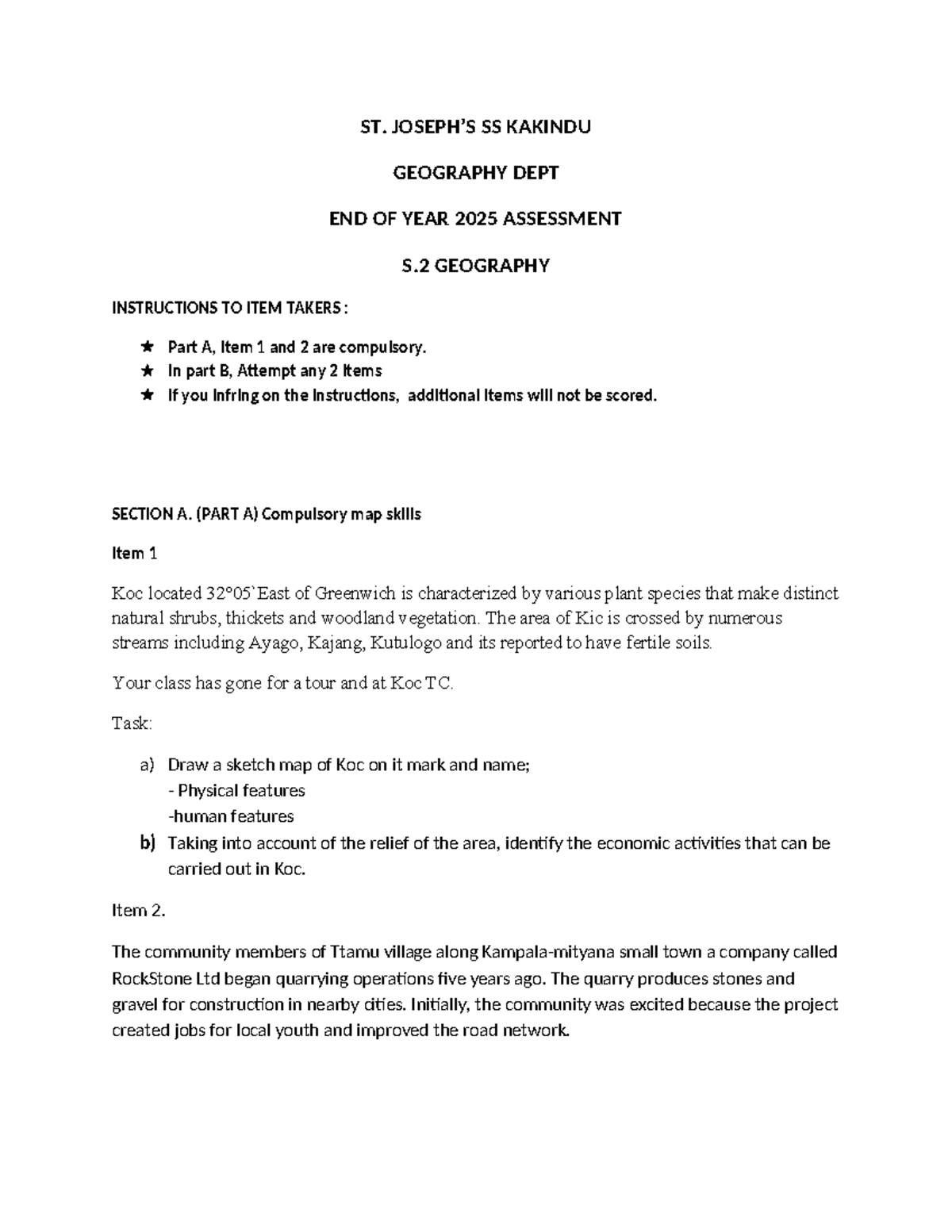 S2 Geography 2025 End of Year Assessment Notes - Studocu
