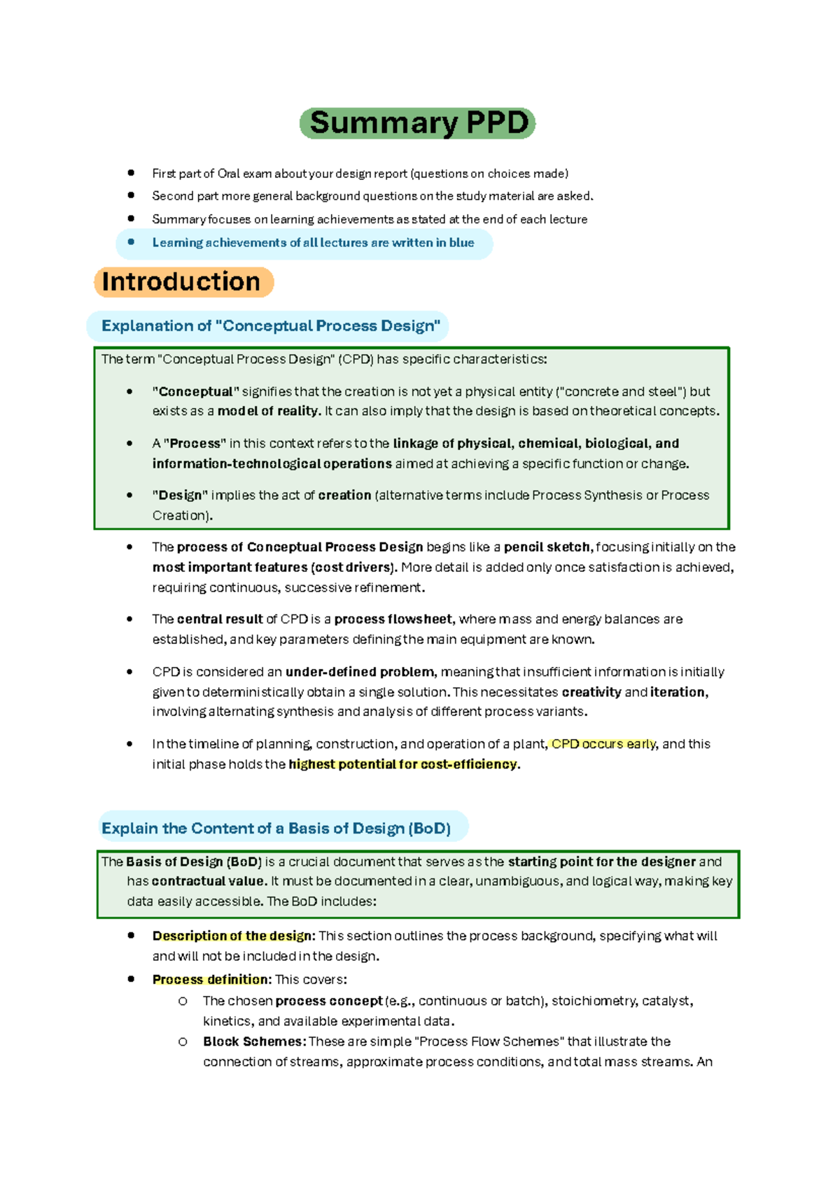 PPD Summary: Oral Exam Insights on Design Report and Learning ...