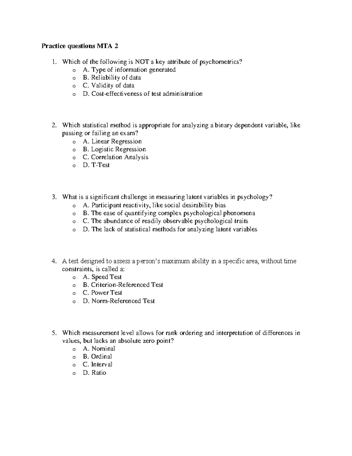 Practice Questions for MTA 2 Exam Preparation - Studeersnel