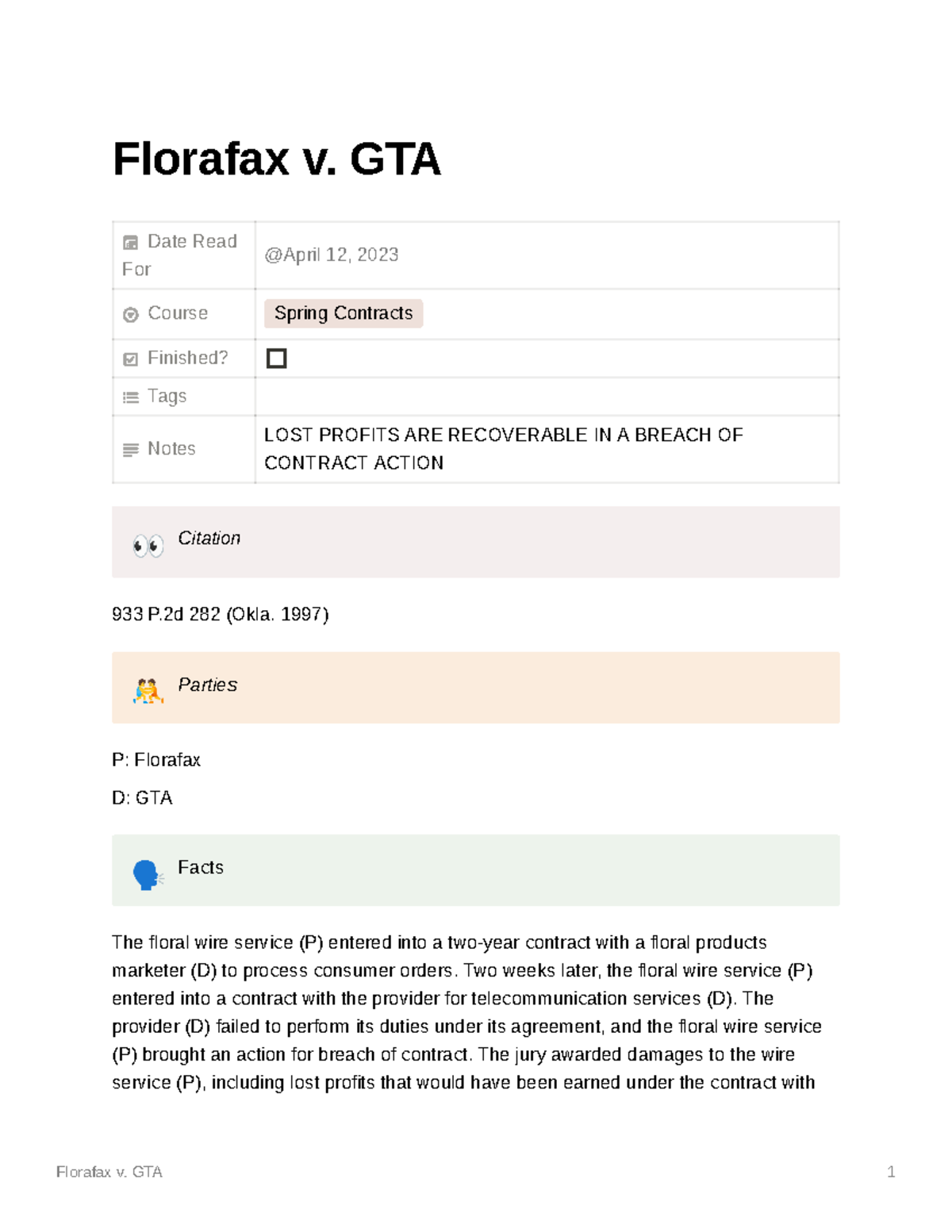 Florafax v. GTA - Florafax v. GTA 1 Florafax v. GTA Date Read For ...