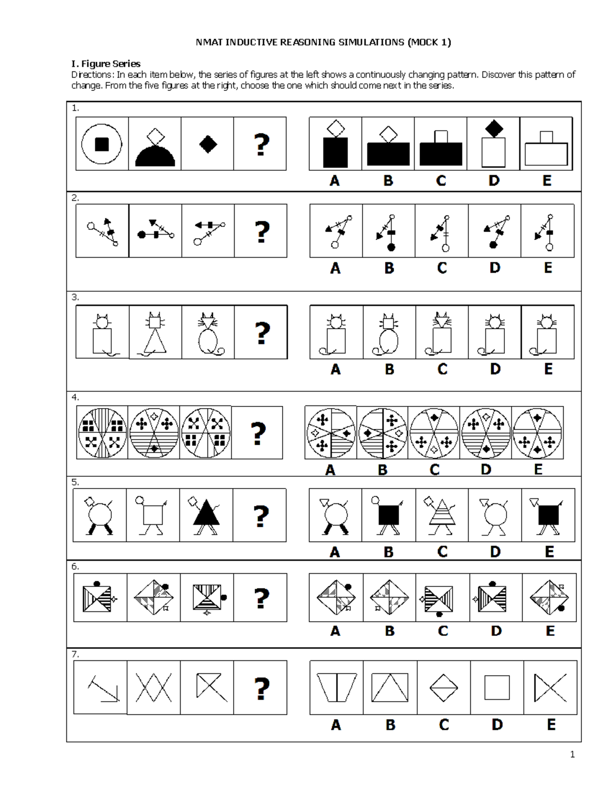 NMAT Mock 1: Inductive Reasoning Simulations and Patterns - Studocu
