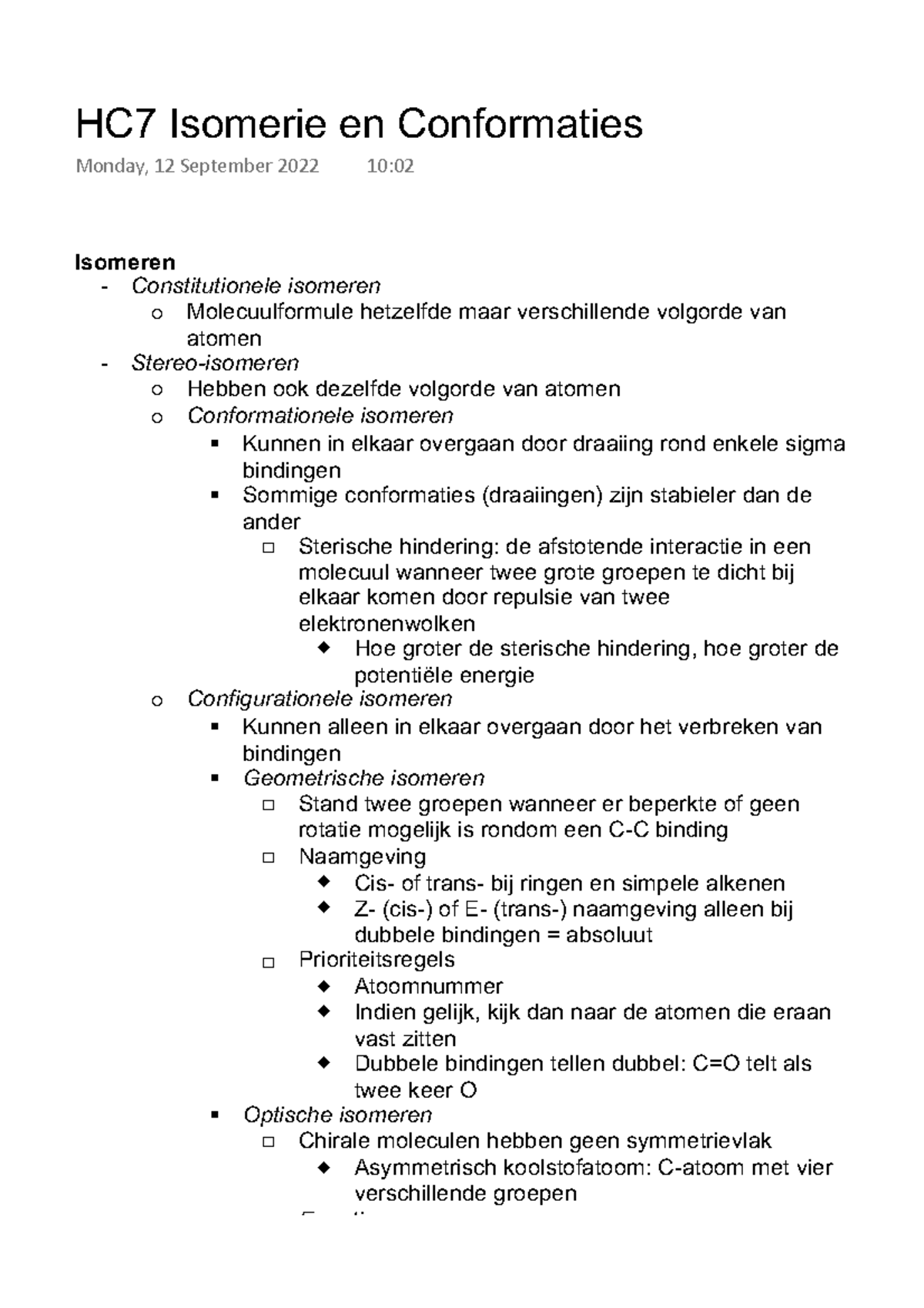 HC7 Isomerie en Conformaties - Inzicht in Isomeren en Configuraties ...