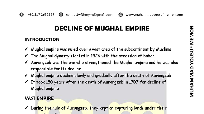 OLEVEL PAK STUDIES I: Decline of the Mughal Empire and British ...