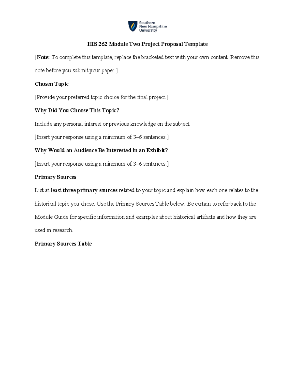 HIS 262 Module Two Project Proposal Guidelines and Template - Studocu