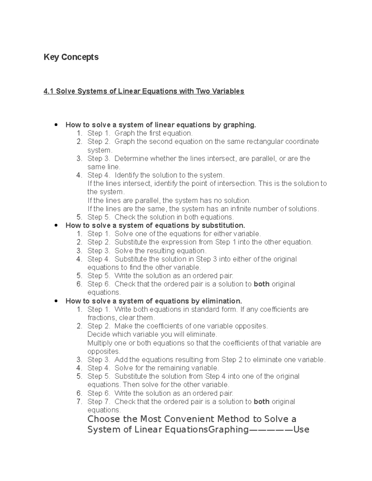Key Concepts: Solving Systems of Linear Equations - MAT1033 011 13781 ...