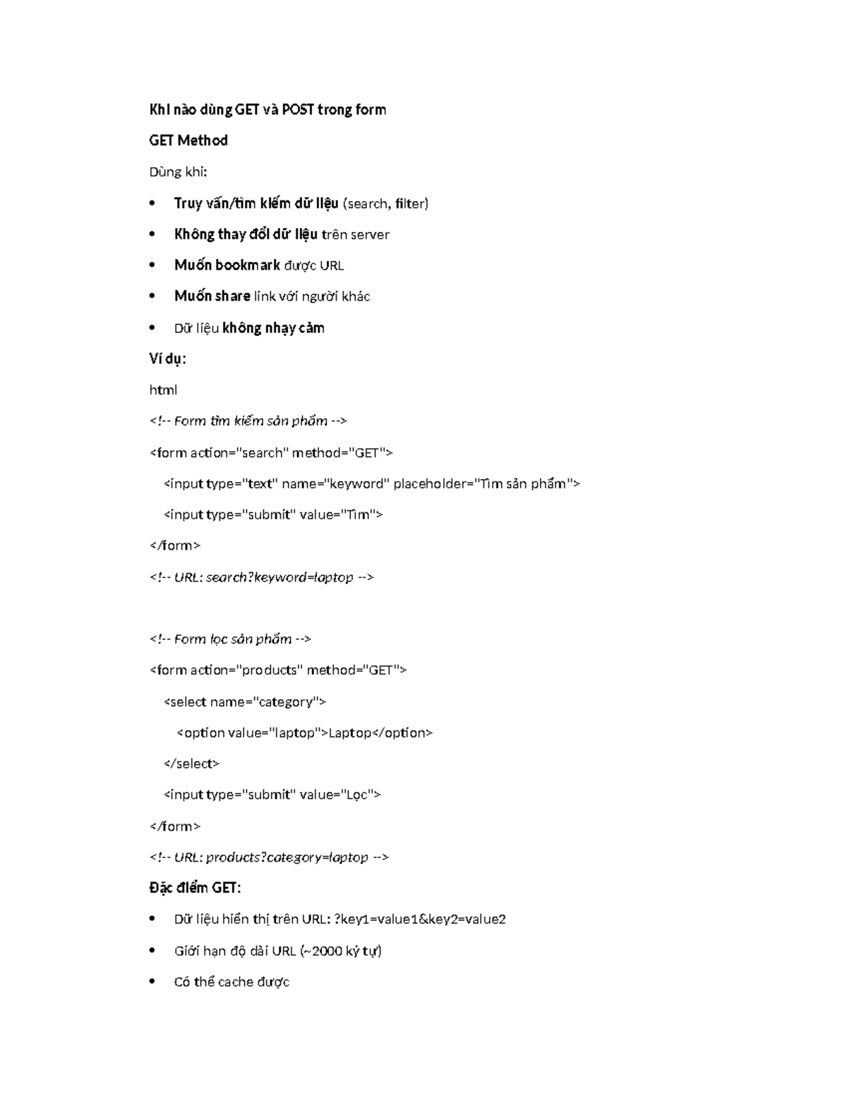 Hướng Dẫn Sử Dụng GET và POST Trong Form - 123 - Studocu