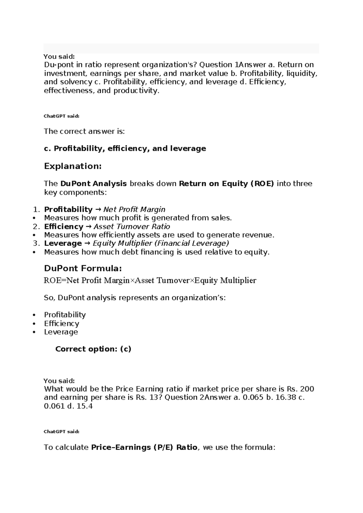 FM Questions for Test 1 - Quiz (Course Code: FM) - Studocu