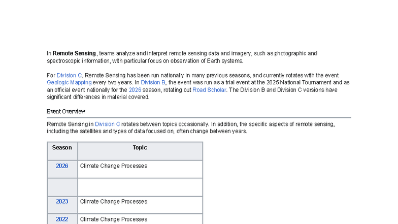 Remote Sensing Overview: Division B & C Insights for 2026 - Studocu