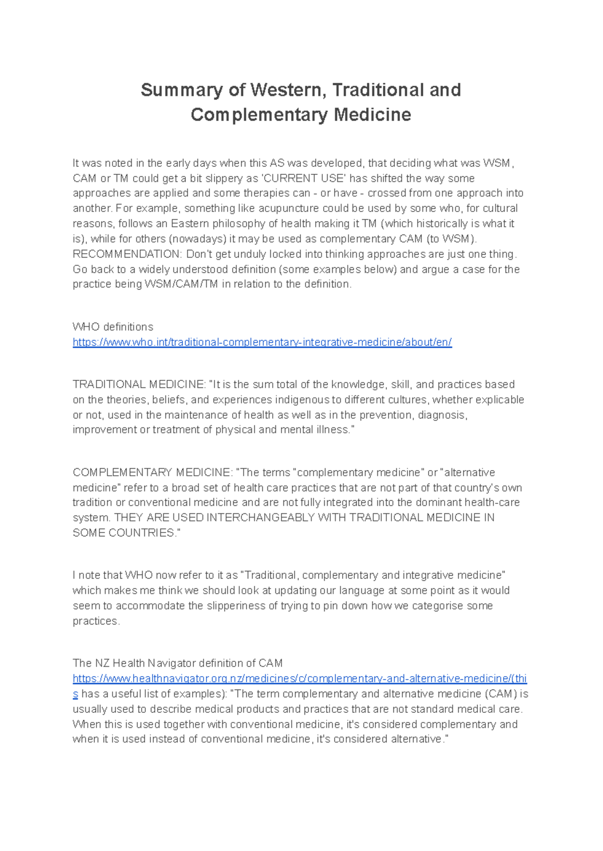 Summary of WSM, TM, and CAM: Definitions and Interrelations - Studocu