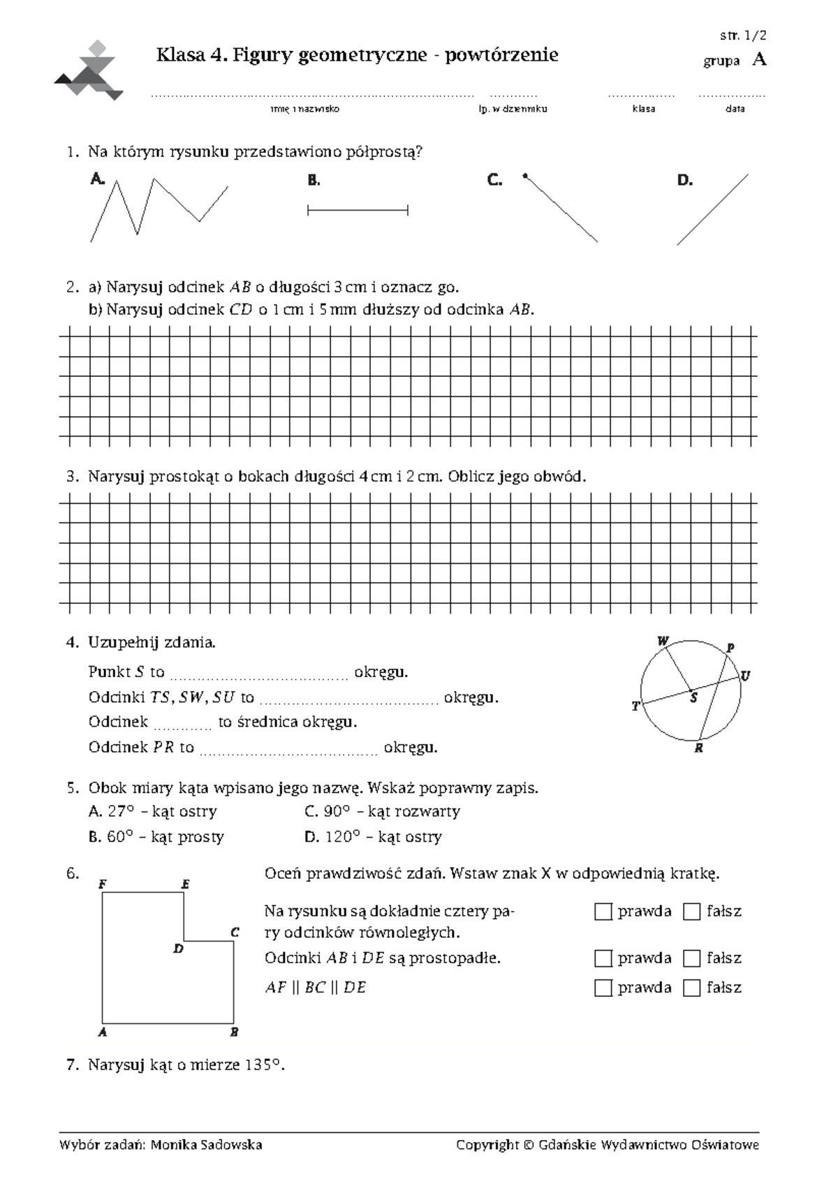 Figury Geometryczne Klasa 4 Pdf