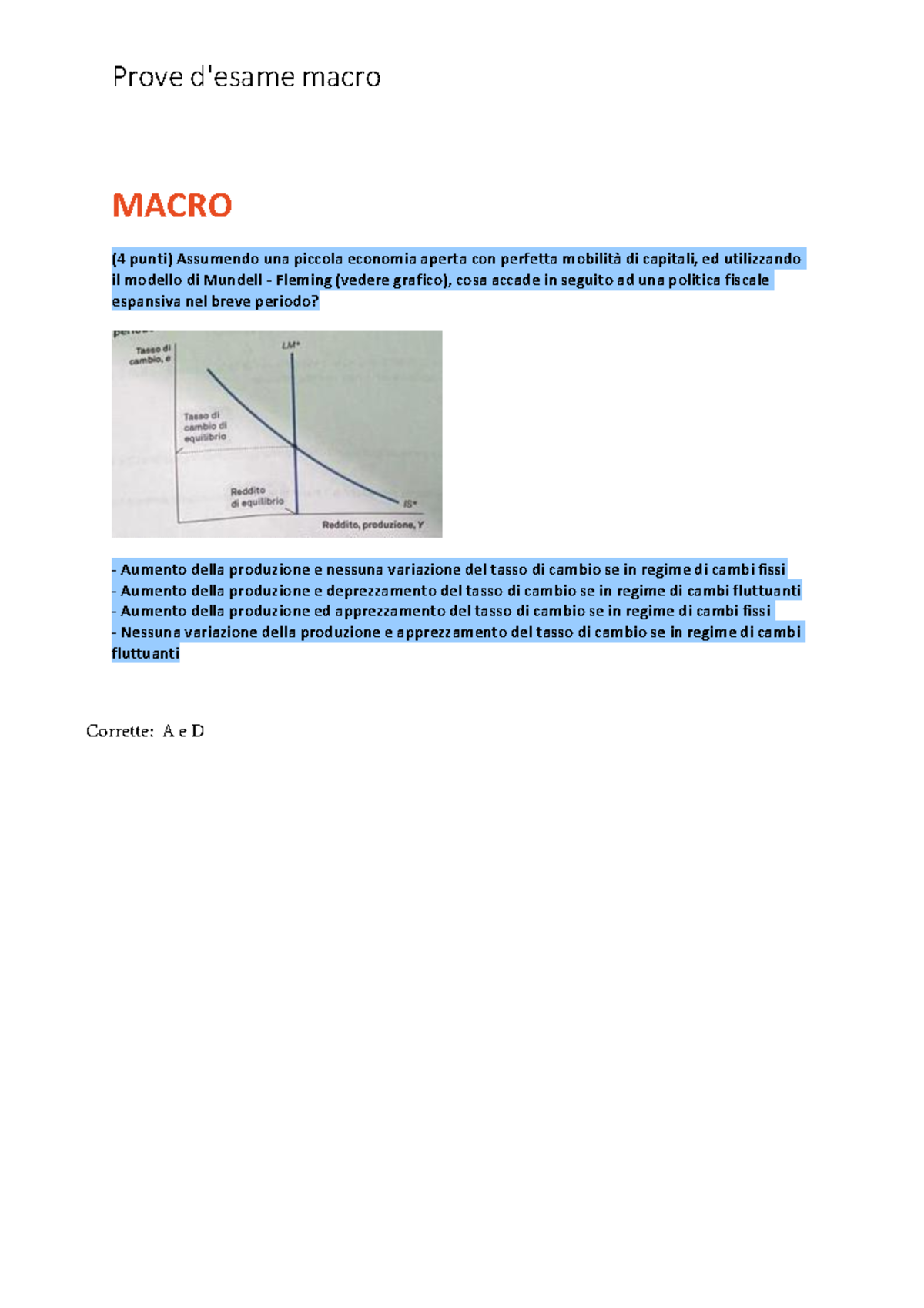 Domande esame MACRO 2023 - Politiche Fiscali e Modelli Economici - Document Preview