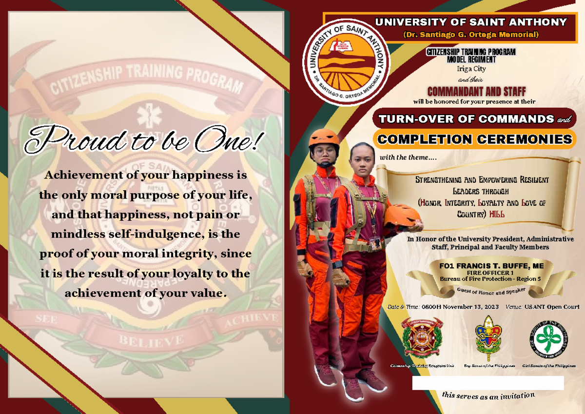 USANT CTP Completion Ceremony & Command Turn-Over Program - Studocu