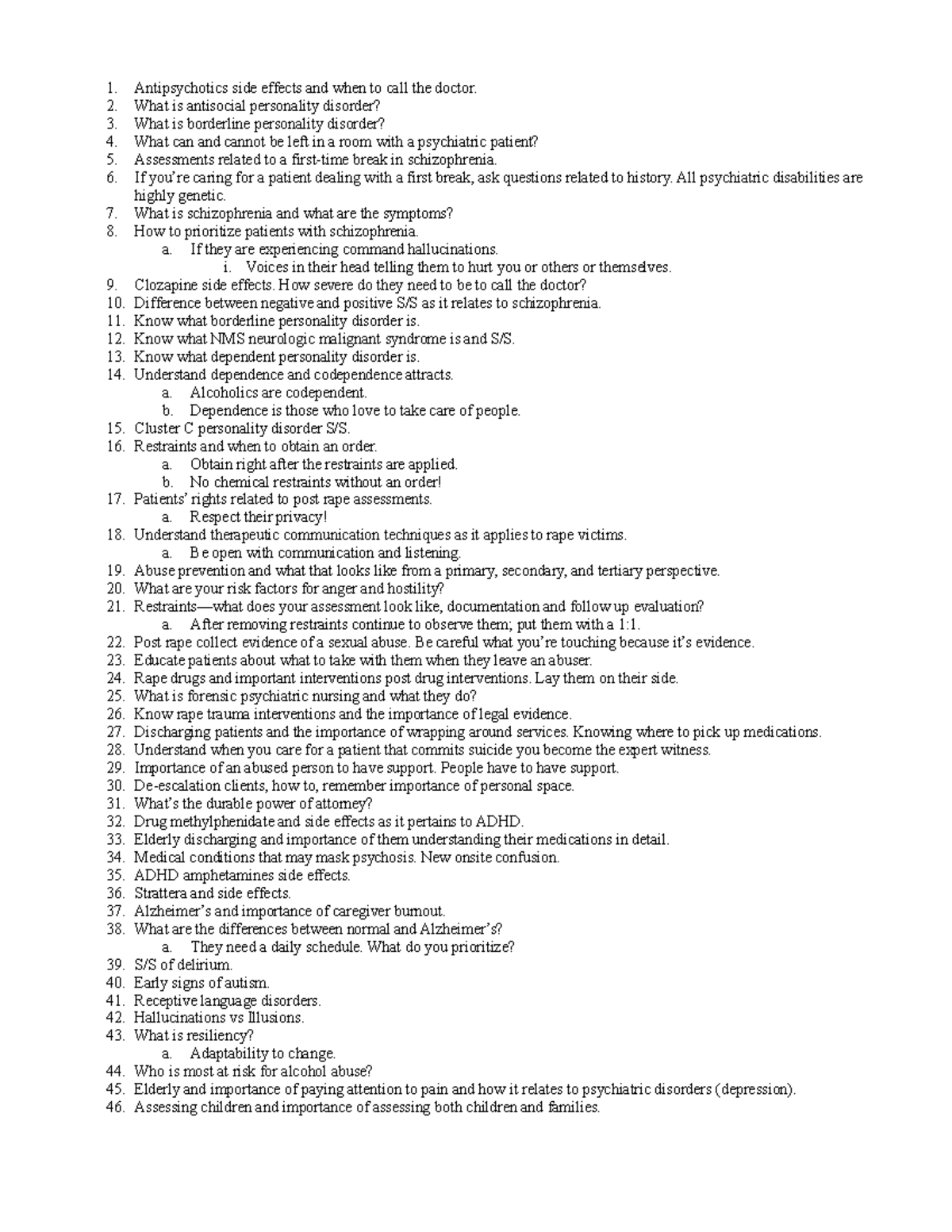 MH Exam 4 Review: Key Concepts in Psychiatric Nursing - Studocu