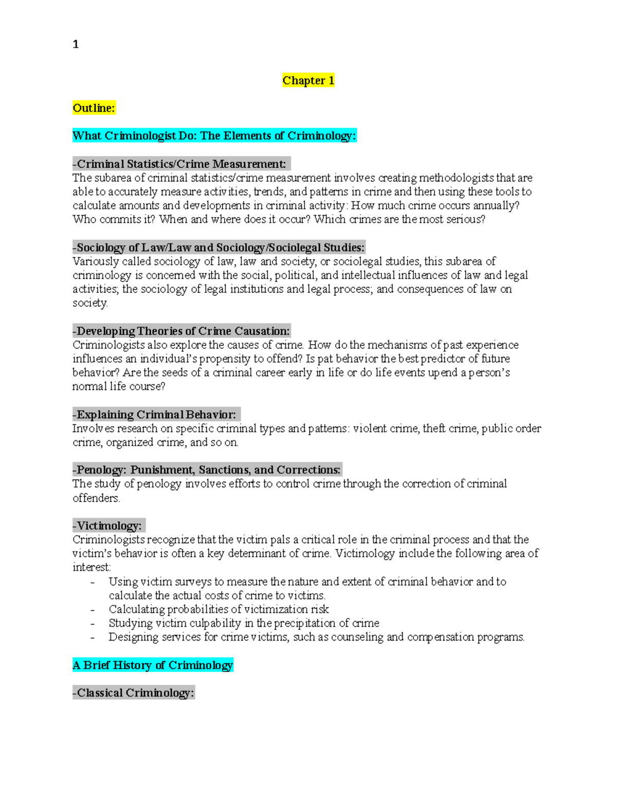 Chapter 1 Summary: Understanding Criminology Concepts and Theories ...
