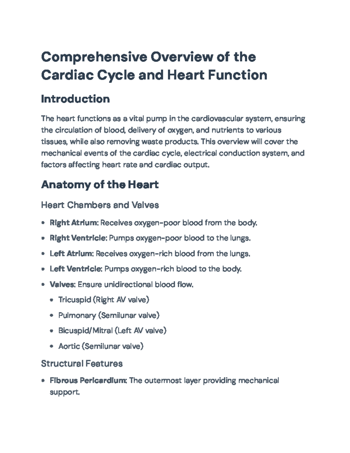 Comprehensive Review of Cardiac Cycle and Heart Function (BIO101 ...