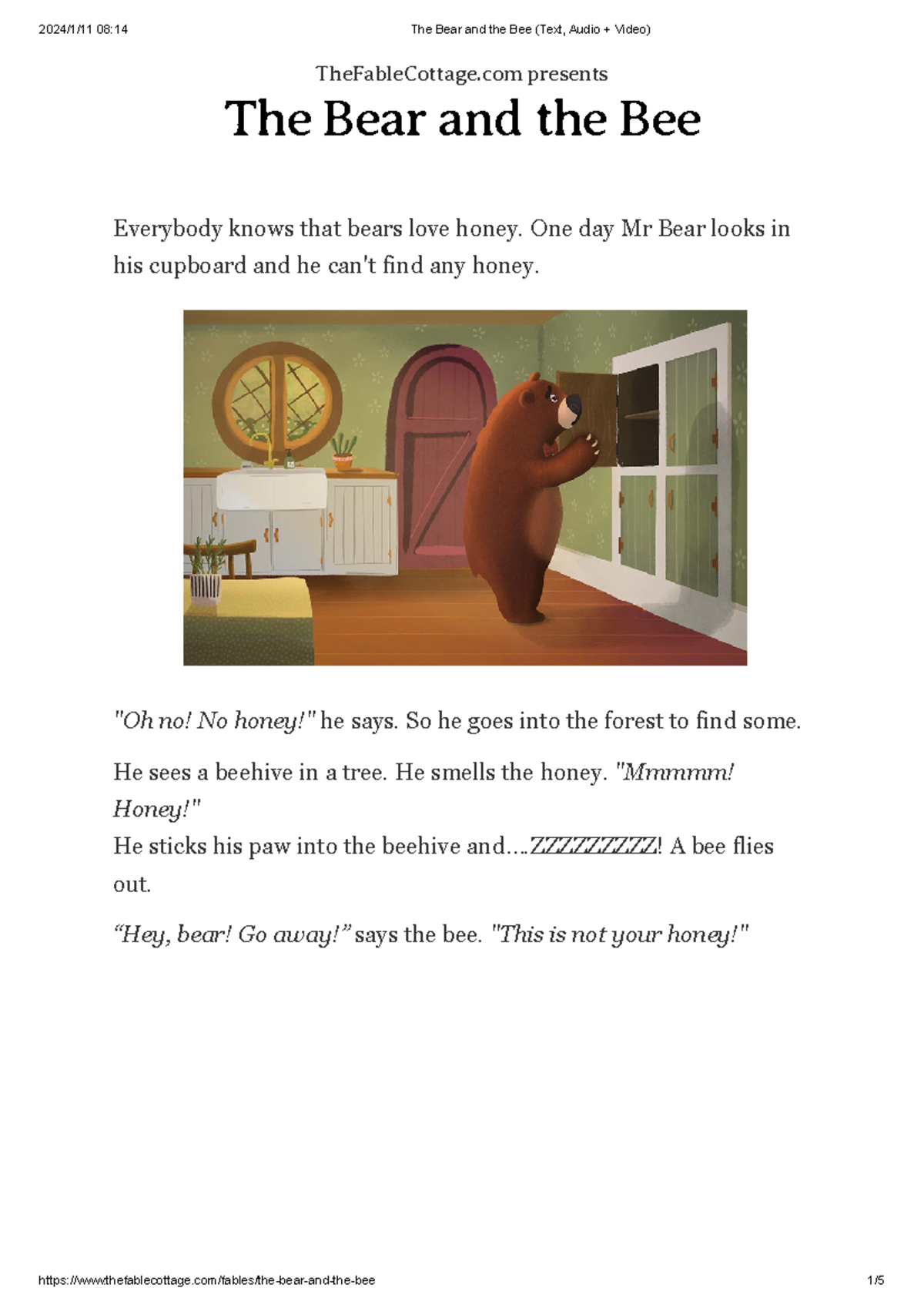 The Bear and the Bee: A Fable about Temper and Honey - Studocu