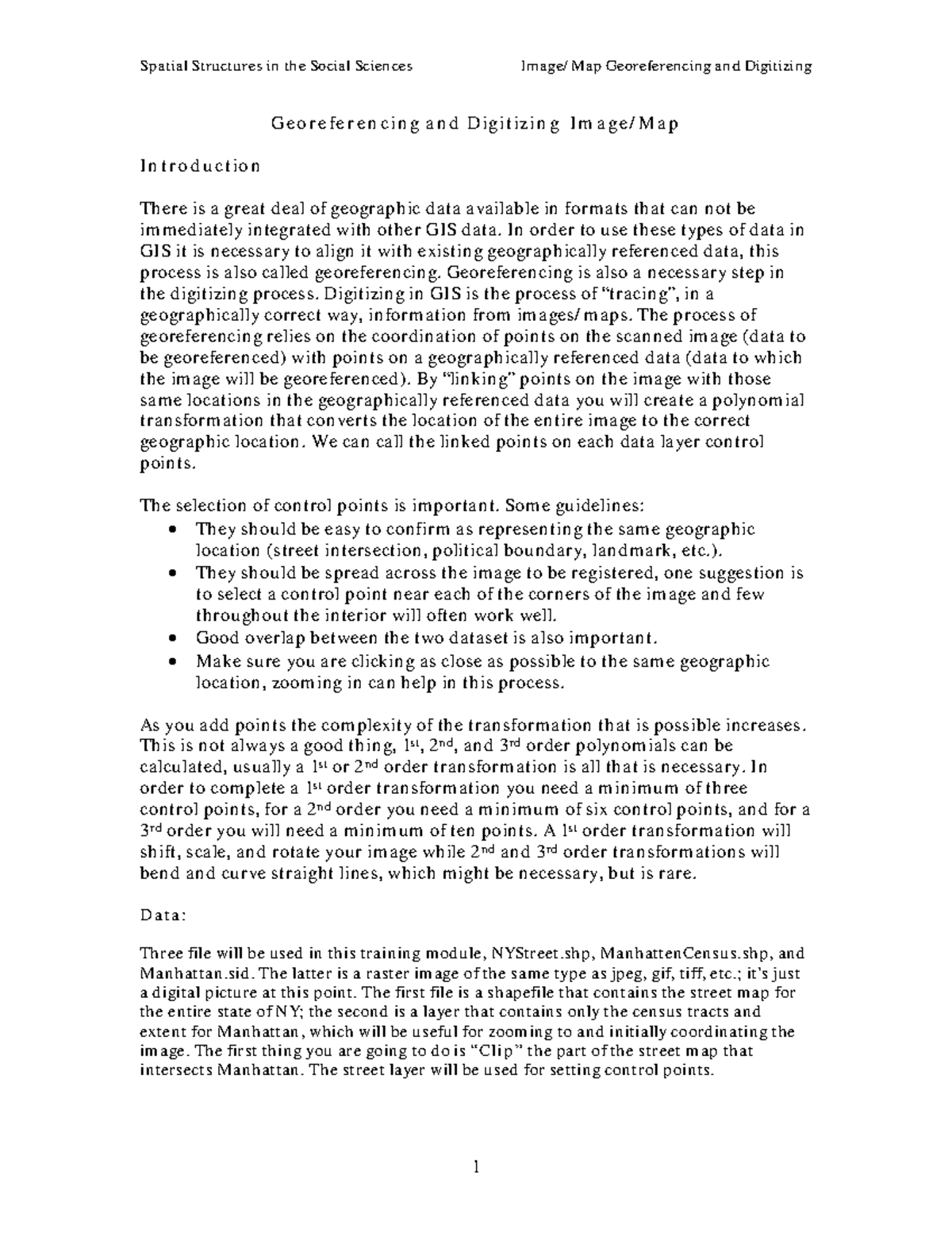 Georeferencing & Digitizing Processes in ArcGIS (Sociology 101) - Studocu