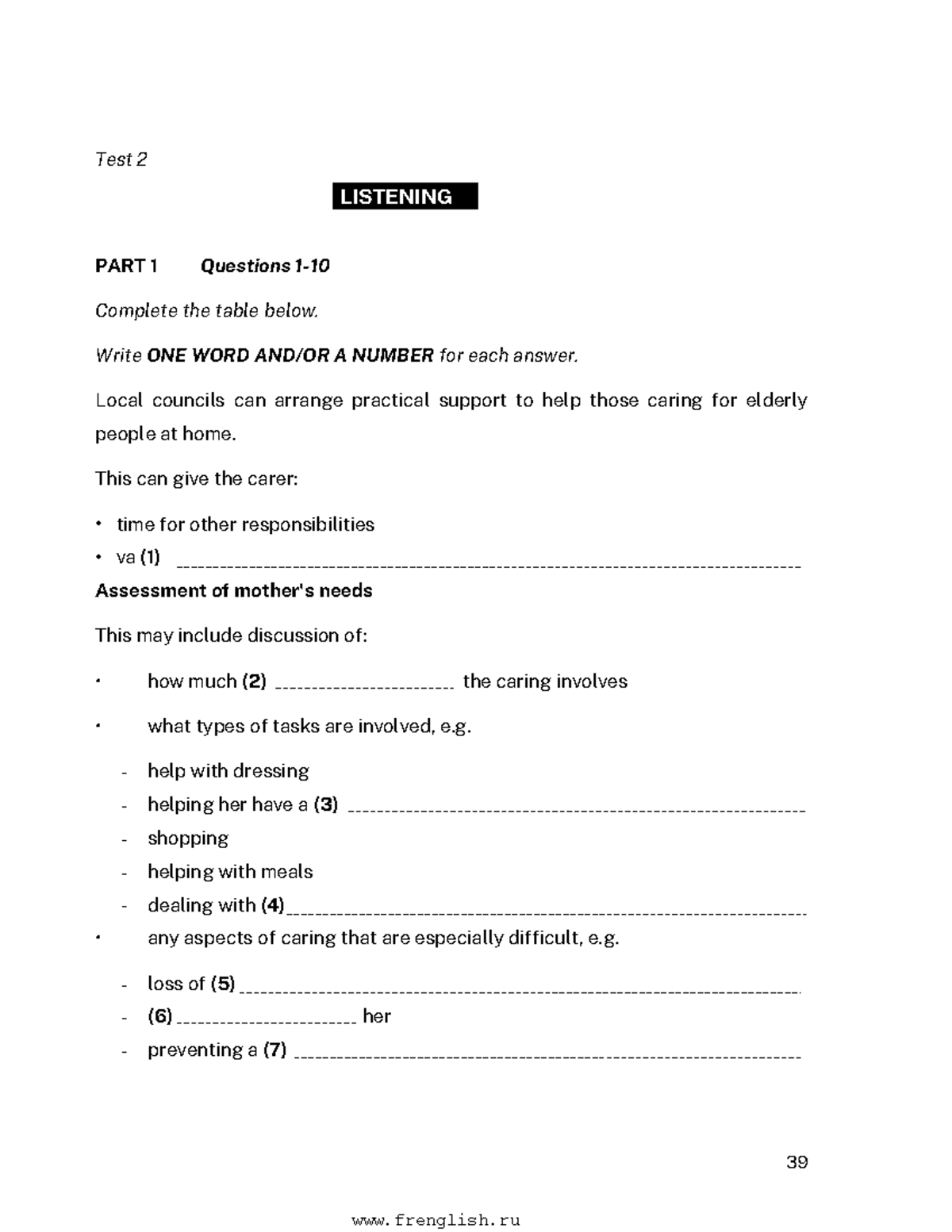 Test 2 - Listening and Reading Assessment Questions - Studocu