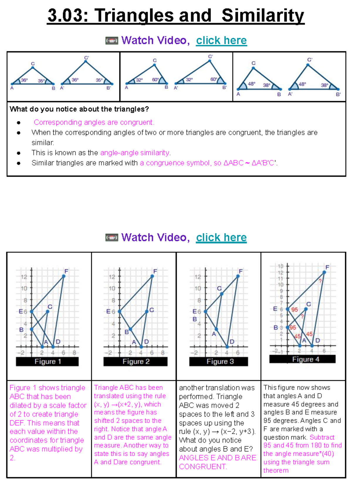 3.03: Understanding Triangles and Similarity Concepts - Studocu