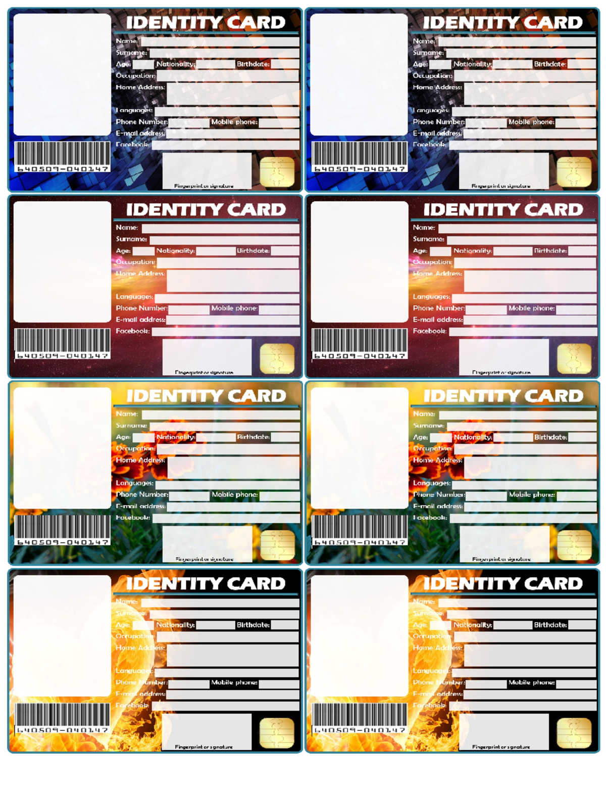 1.3 Identity Card for Print - IDENTITY CARD IDENTITY CARD Name: Name ...