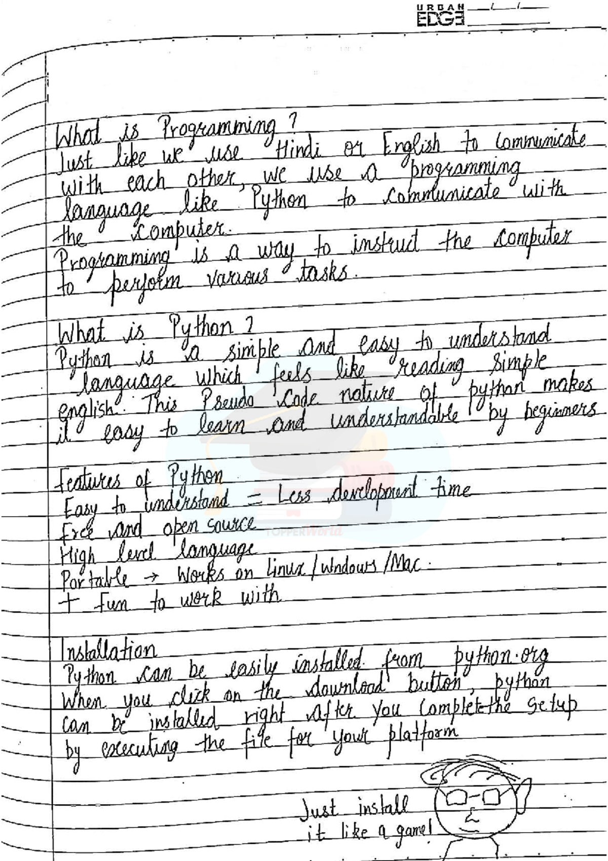 URBAN EDGE Python Handwritten Notes: Programming Basics and Concepts ...
