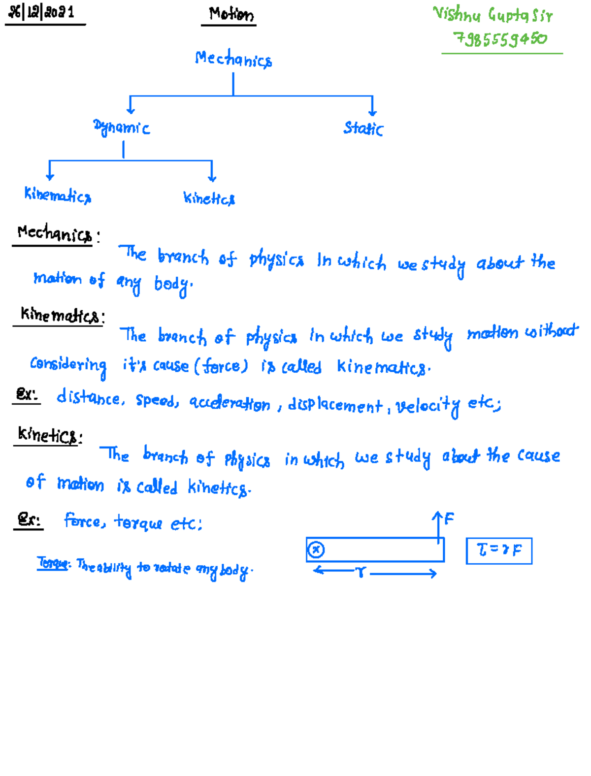 Mechanics: Dynamics & Kinematics Overview (Course Code: MECH101) - Studocu