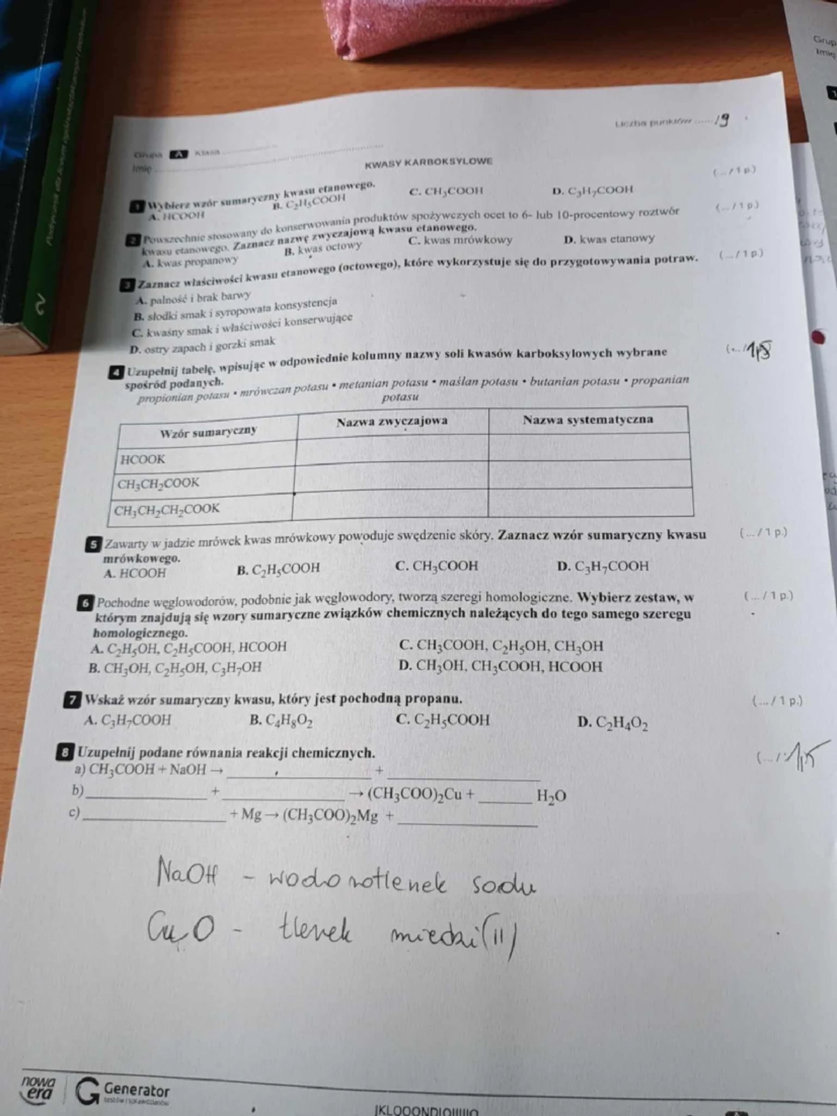 Sprawdzian Z Chemii Kwasy Nowa Era www.studocu.com