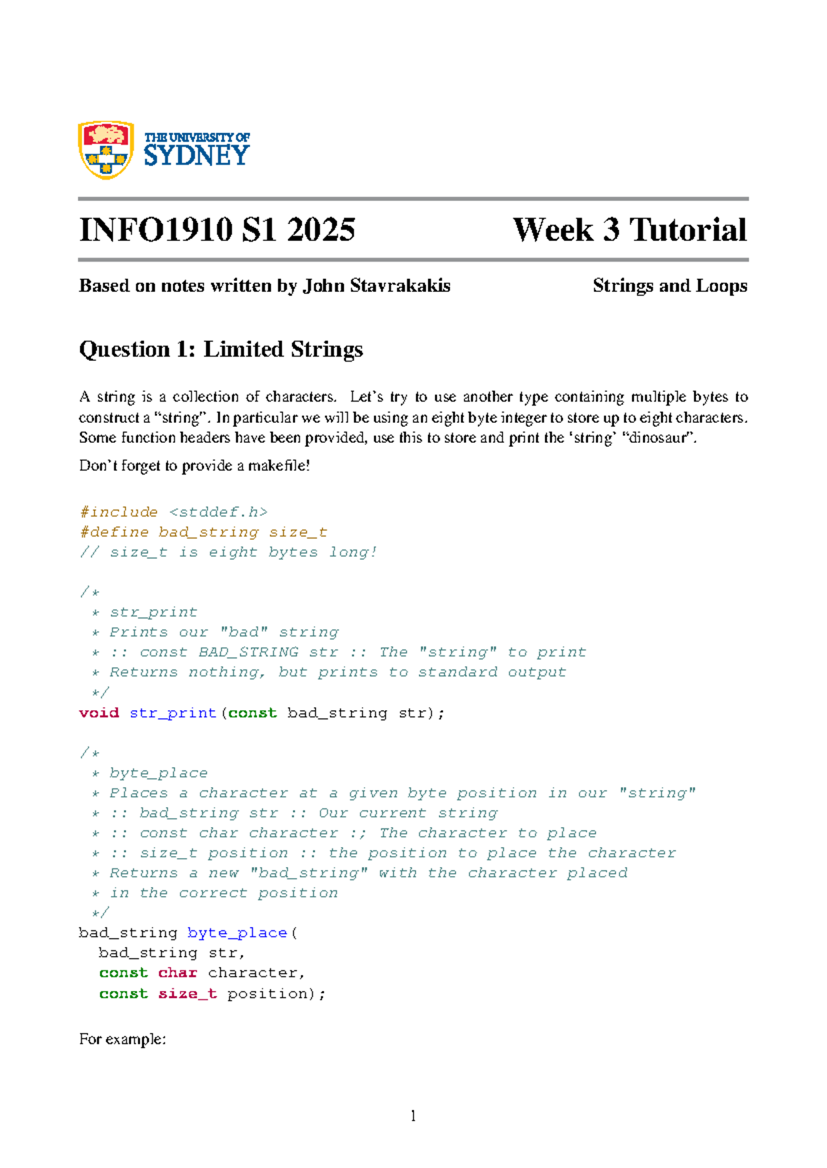 INFO1910 S1 2025 Week 3 Tutorial: Strings and Loops Concepts - Studocu
