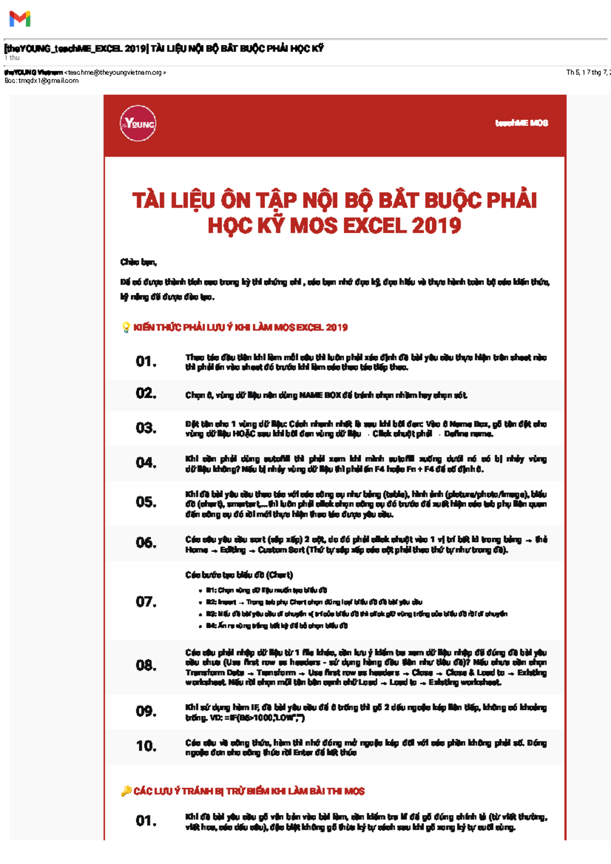 Tài Liệu Ôn Tập MOS Excel 2019: Kỹ Năng Cần Lưu Ý - Studocu