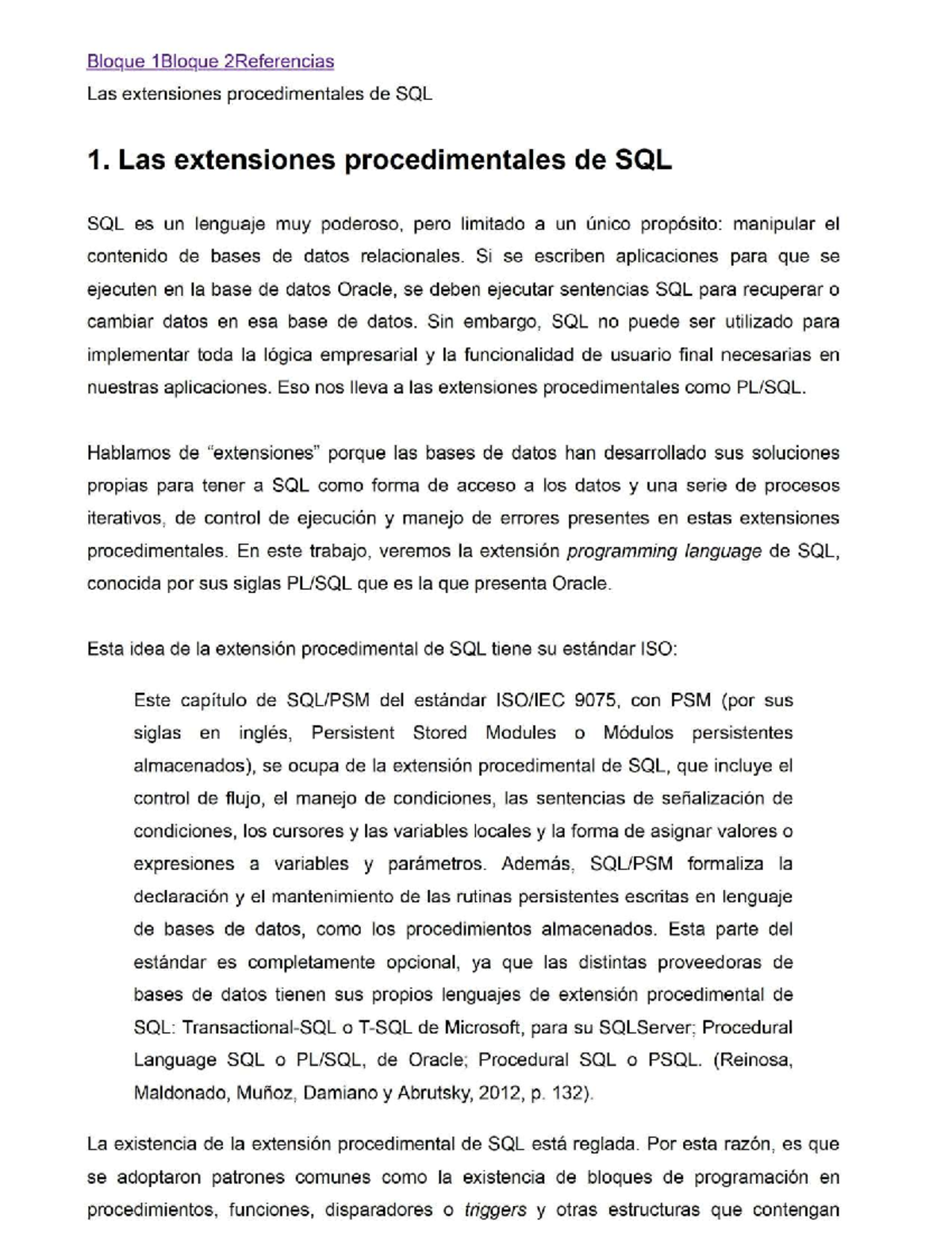 Extensiones Procedimentales de SQL en Oracle y MySQL - Módulo 4 - Studocu