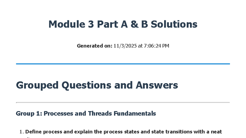 ES Module 3 Part A & B Solutions: Processes, Threads, and RTOS Insights ...