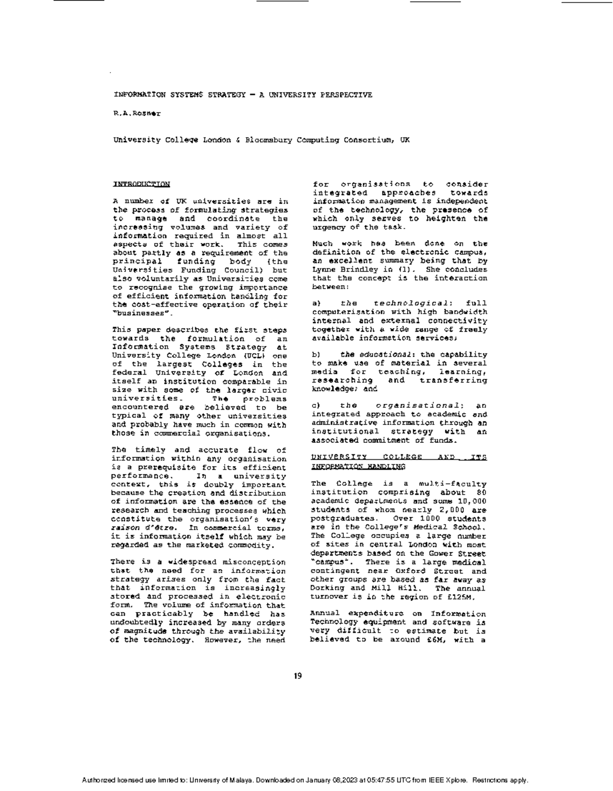 UCL Information Systems Strategy: A Comprehensive University Approach ...