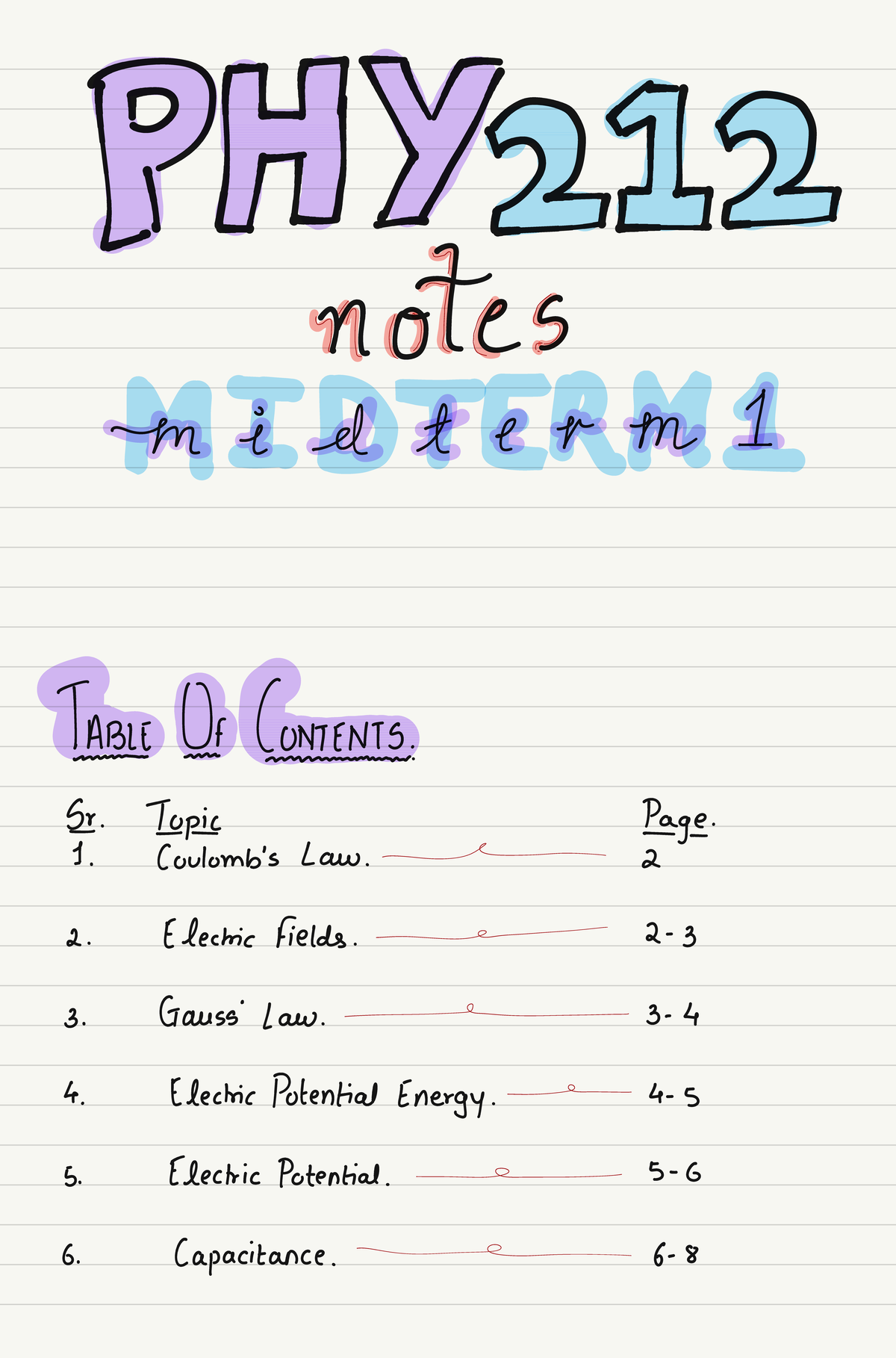 PHY212 Midterm 1 Study Notes on Electric Fields & Capacitance - Studocu