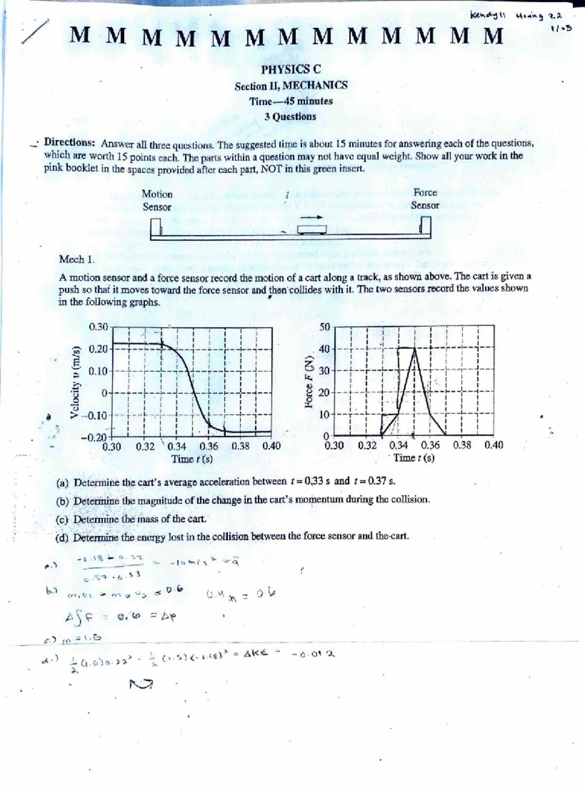 AP Physics C Mechanics FRQ Packet 4 - Old Exam Questions - Studocu