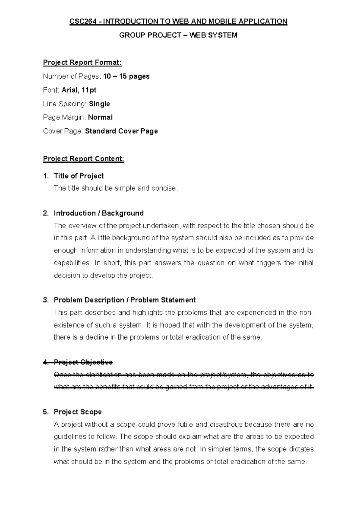 CSC264 - Group Project 2 Report Format Guidelines - Studocu