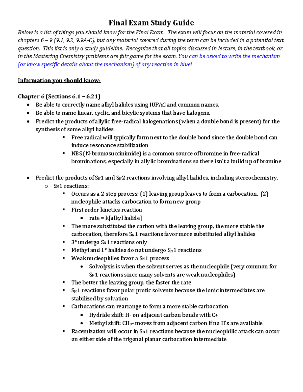 Final Exam Study Guide for Chemistry (Chapters 6-9) - Studocu