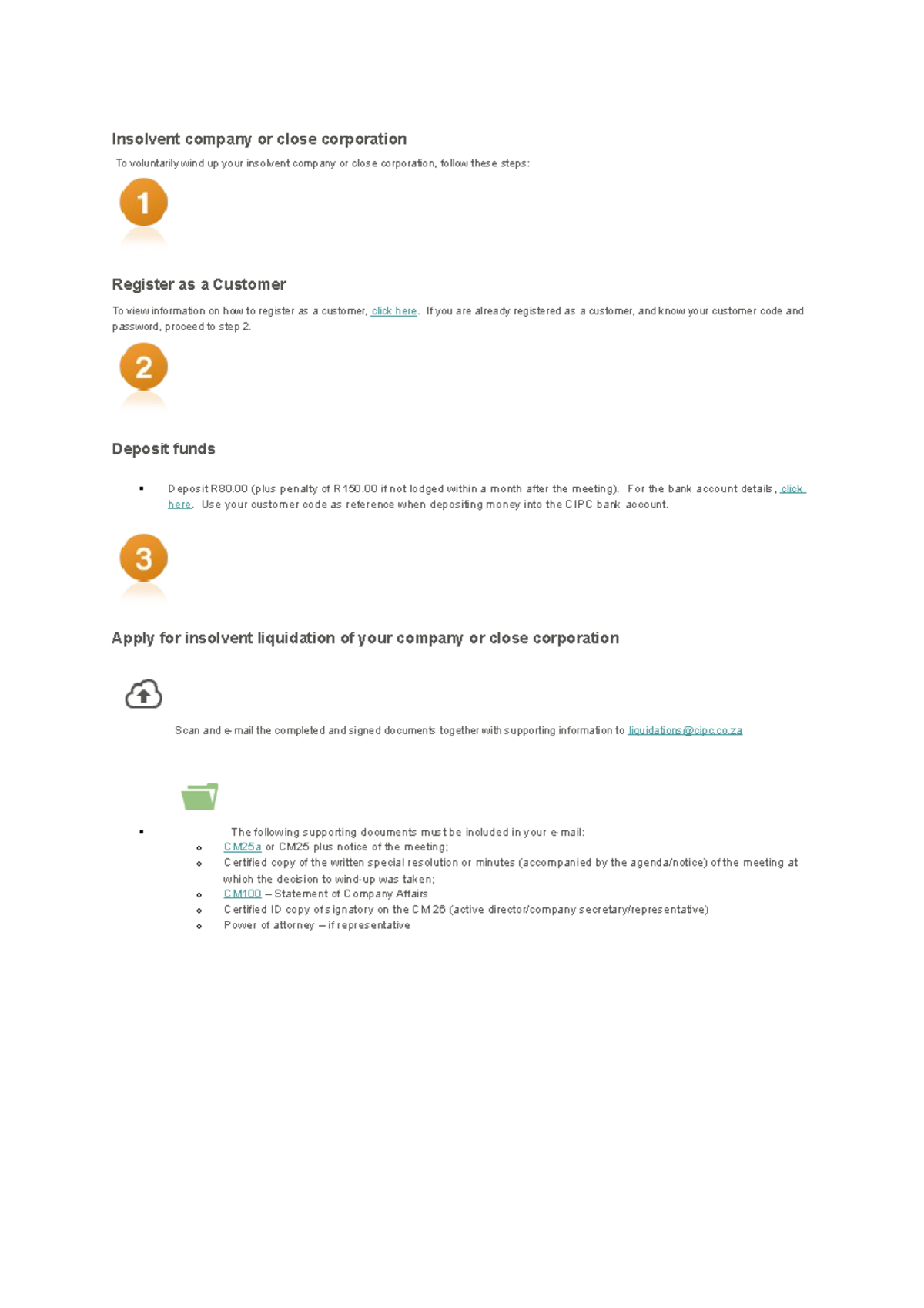 Insolvent company or close corporation - If you are already registered ...